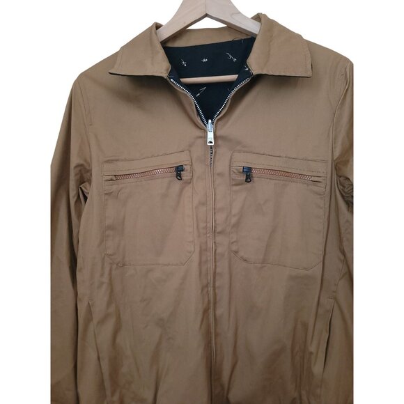 SCOTCH & SODA Reversible Black & Tan Floral Print Lightweight Jacket Men's Sz S - Picture 9 of 15